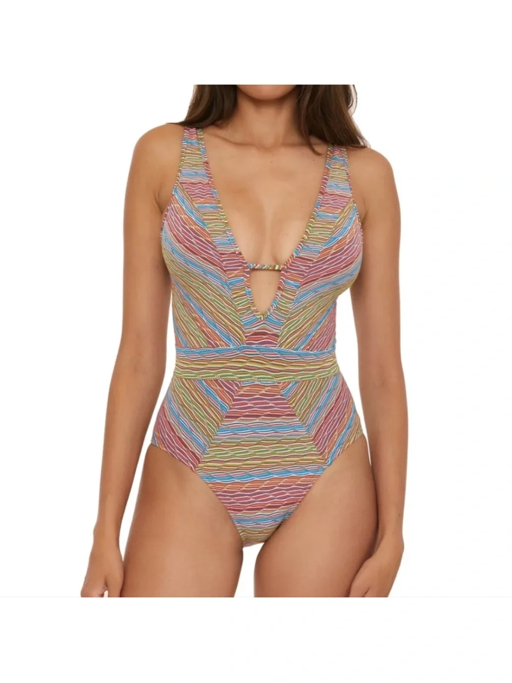 Becca Free Spirit Plunge One Piece Swimsuit Size S